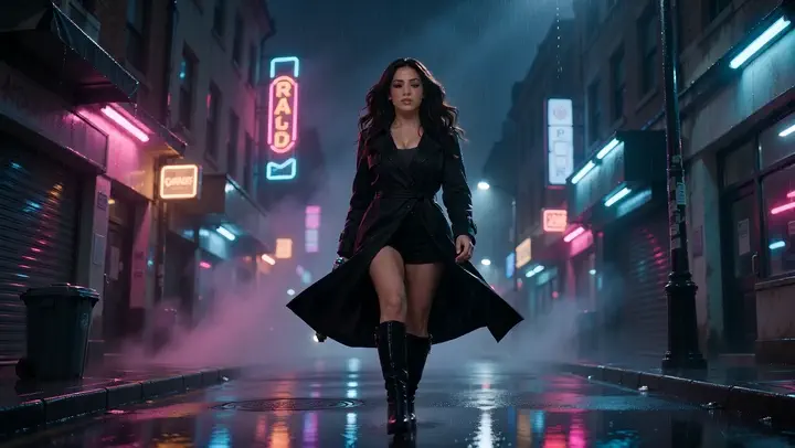 Cybernetic Gunslinger Neon Action